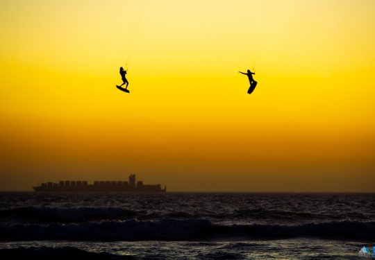 kitesurfing with buddies in Cape Town