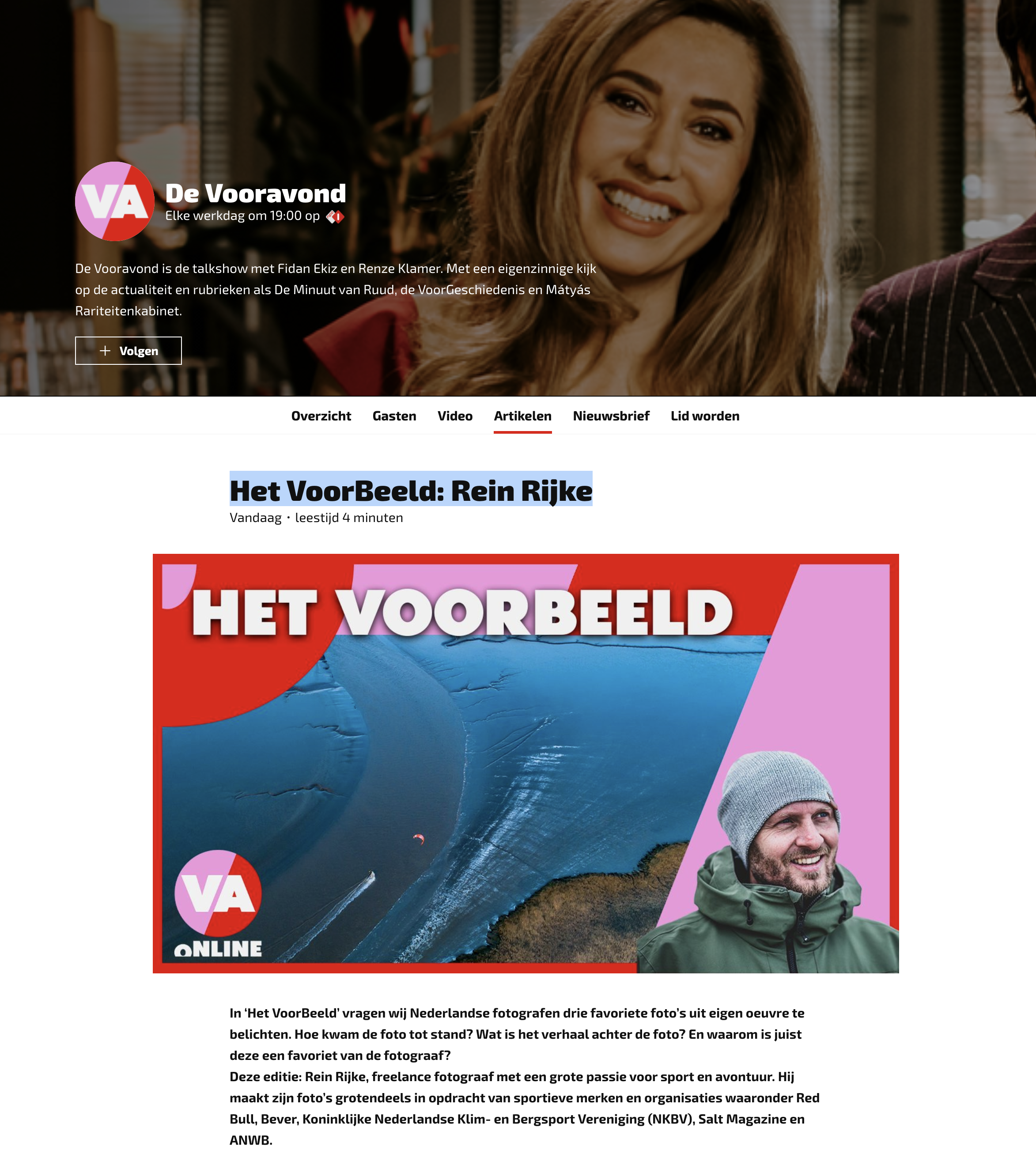 Verniel censuur Uitmaken Item in BNN/Vara De Vooravond - Zout Fotografie || Rein Rijke